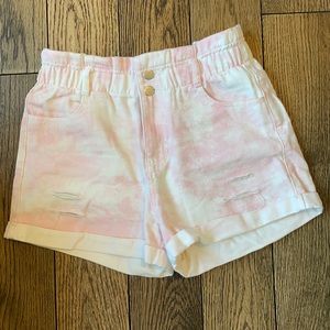 Tie Dye Light Pink Denim Shorts